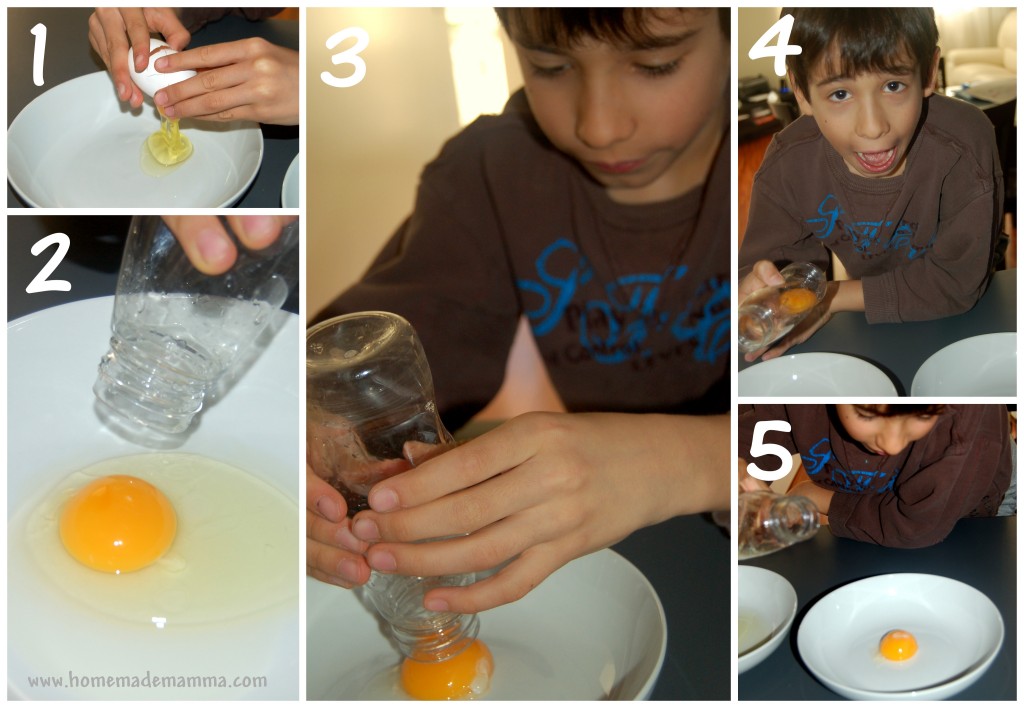 esperimenti scentifici con i bambini uovo e pressione